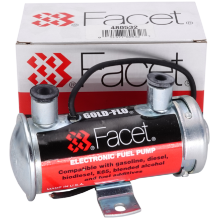 Facet 40106K Electric Cube Fuel Pump 5-7 Psi + Filter & Mounting Kit - 12V Petrol/Diesel/E85